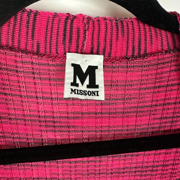 Missoni‎ Y2K Long Line Length Open Front Cardigan Sweater Pink/Black Size 10 - Picture 6 of 8